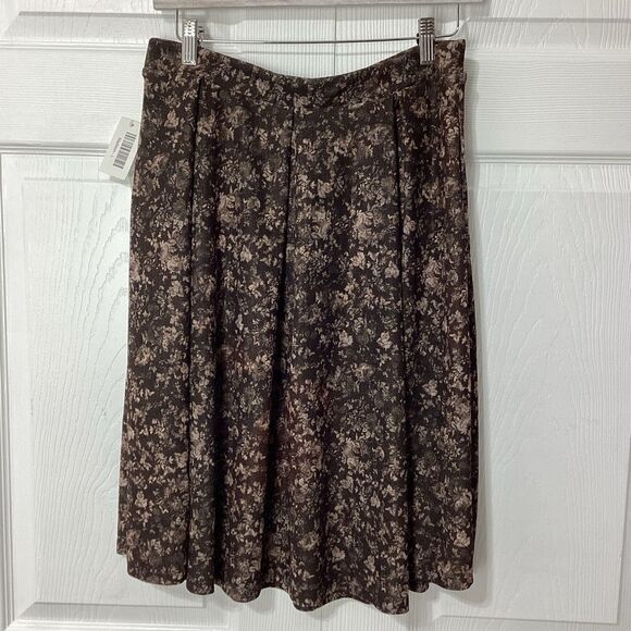 LuLaRoe Madison Skirt Brown Floral L NWT - Picture 3 of 13